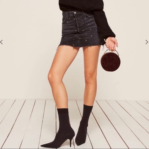 Reformation black denim stud Davidson skirt, Size 29 - Picture 8 of 8